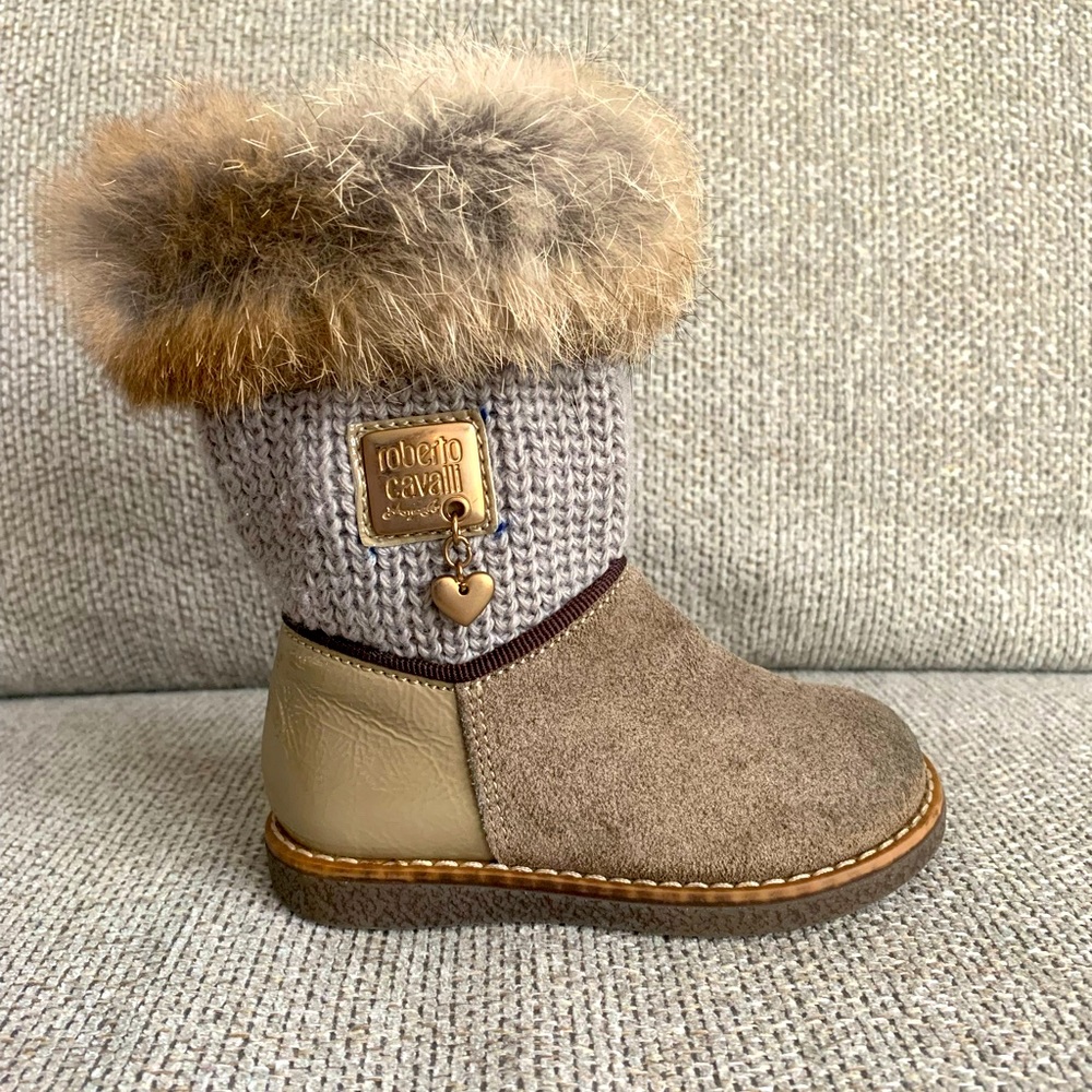 Roberto Cavalli leather boots size 4